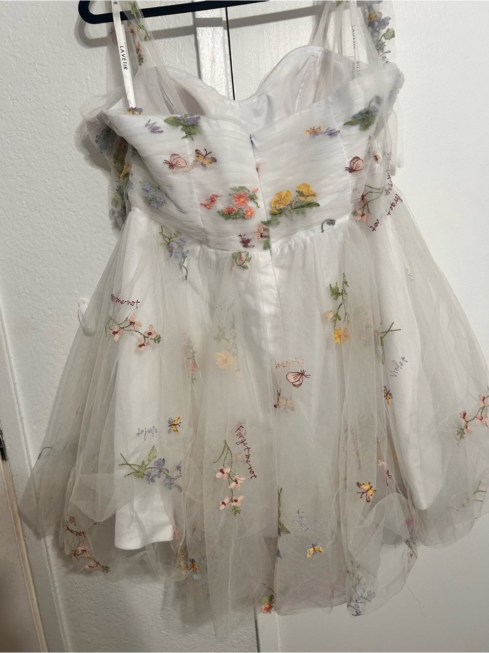 White floral dress.